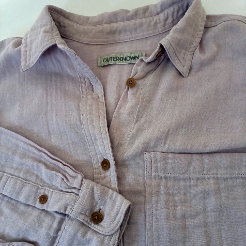 Outerknown Womens Button Shirt Organic Cotton Daybreak Purple Lightweight Size S